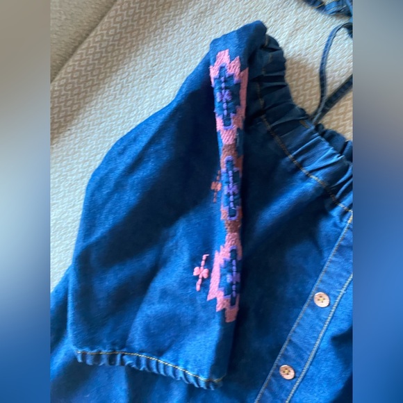 Limited Too Denim Dress with Pink Embroidery size 8 - Picture 4 of 7